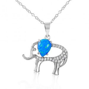 NEW .925 Sterling Silver Blue Elephant Necklace